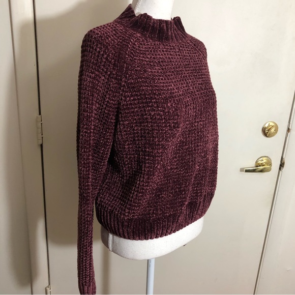 H & M DIVIDED WOMENS TURTLENECK WAFFLE KNIT EXTRA SOFT SWEATER SZ LG EGGPLANT - Picture 3 of 9